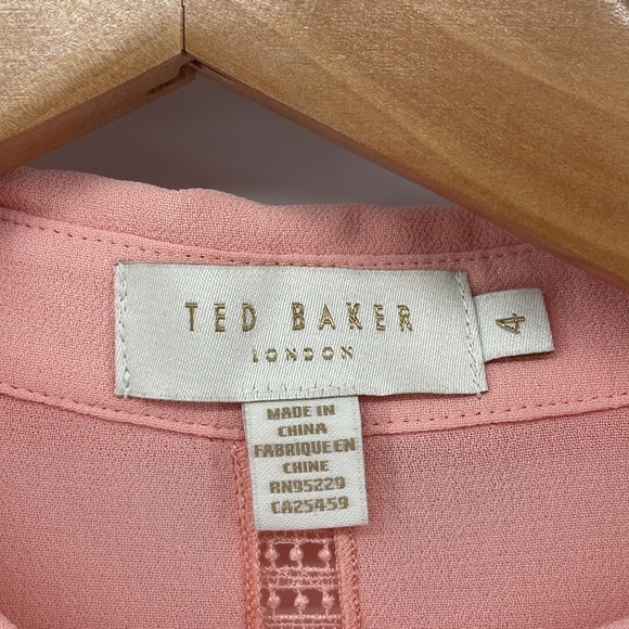 Ted Baker Agniss Lace Trim Tunic Shirt in Peach 4 / XL A21 - Picture 4 of 7